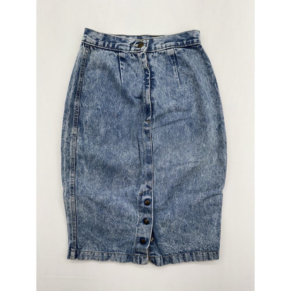 Vintage Zena Acid Wash Denim Midi Pencil Skirt